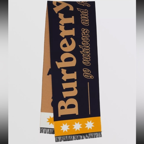 *NEW* Burberry Logo Wool Silk Jacquard Scarf - Picture 3 of 5
